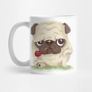 Pug dog which held the pipe in its mouth Mug